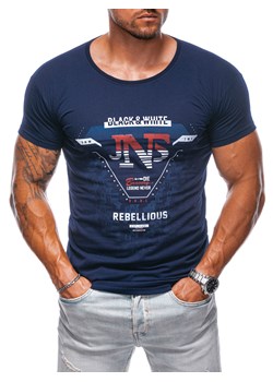 T-shirt męski z nadrukiem 2021S - granatowy ze sklepu Edoti w kategorii T-shirty męskie - zdjęcie 174152313