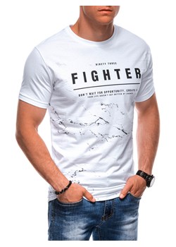T-shirt męski z nadrukiem 2019S - biały ze sklepu Edoti w kategorii T-shirty męskie - zdjęcie 174152322