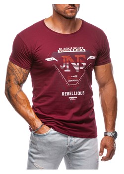 T-shirt męski z nadrukiem 2021S - ciemnoczerwony ze sklepu Edoti w kategorii T-shirty męskie - zdjęcie 174152324