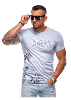 T-shirt męski z nadrukiem 2017S - szary ze sklepu Edoti w kategorii T-shirty męskie - zdjęcie 174152344
