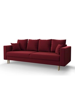 Bordowa welurowa sofa rozkładana - Adante ze sklepu Edinos.pl w kategorii Sofy i kanapy - zdjęcie 174154543