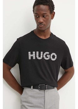 HUGO t-shirt bawełniany męski kolor czarny z nadrukiem 50519724 ze sklepu ANSWEAR.com w kategorii T-shirty męskie - zdjęcie 174157474