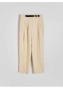 Reserved - Spodnie z lyocellem i lnem - złamana biel ze sklepu Reserved w kategorii Spodnie damskie - zdjęcie 174158420