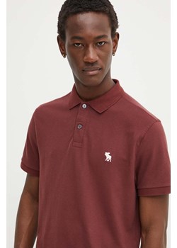 Abercrombie &amp; Fitch polo męski kolor bordowy gładki KI124-4496 ze sklepu ANSWEAR.com w kategorii T-shirty męskie - zdjęcie 174160243