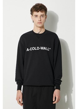 A-COLD-WALL* bluza bawełniana Essential Logo Crewneck męska kolor czarny z nadrukiem ACWMW082.-LIGHTORANG ze sklepu PRM w kategorii Bluzy męskie - zdjęcie 174160714