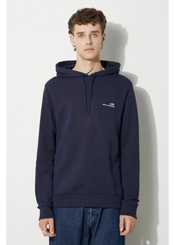 A.P.C. bluza bawełniana Hoodie Item męska kolor granatowy z kapturem gładka COEAS.H27672-DARKNAVY ze sklepu PRM w kategorii Bluzy męskie - zdjęcie 174160724