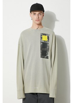 A-COLD-WALL* longsleeve bawełniany Relaxed Cubist LS T-shirt kolor szary z nadrukiem ACWMTS098-MOSSGREEN ze sklepu PRM w kategorii T-shirty męskie - zdjęcie 174160810
