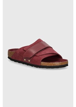 Birkenstock klapki zamszowe Kyoto damskie kolor różowy 1028612 ze sklepu PRM w kategorii Klapki damskie - zdjęcie 174160922