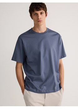 Reserved - T-shirt boxy z merceryzowanej bawełny - granatowy ze sklepu Reserved w kategorii T-shirty męskie - zdjęcie 174164270