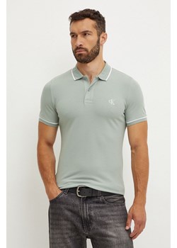 Calvin Klein Jeans polo męski kolor szary gładki J30J315603 ze sklepu ANSWEAR.com w kategorii T-shirty męskie - zdjęcie 174165911