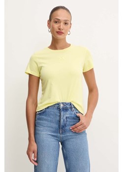Pinko t-shirt bawełniany damski kolor żółty 100355 A227 ze sklepu ANSWEAR.com w kategorii Bluzki damskie - zdjęcie 174166334