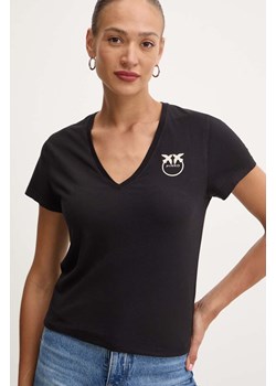 Pinko t-shirt bawełniany damski kolor czarny 102950 A228 ze sklepu ANSWEAR.com w kategorii Bluzki damskie - zdjęcie 174166352