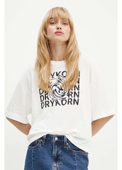 Drykorn t-shirt bawełniany damski kolor beżowy 520005 89988 ze sklepu ANSWEAR.com w kategorii Bluzki damskie - zdjęcie 174166384