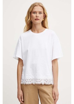 Twinset t-shirt bawełniany damski kolor biały 242TP2510 ze sklepu ANSWEAR.com w kategorii Bluzki damskie - zdjęcie 174166404