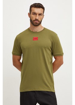 HUGO t-shirt bawełniany kolor zielony z aplikacją 50447978 ze sklepu ANSWEAR.com w kategorii T-shirty męskie - zdjęcie 174166512