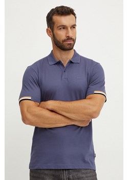 BOSS polo bawełniane kolor niebieski gładki ze sklepu ANSWEAR.com w kategorii T-shirty męskie - zdjęcie 174166552