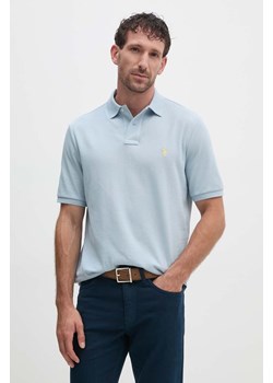 Polo Ralph Lauren polo bawełniane kolor niebieski gładki 710534735 ze sklepu ANSWEAR.com w kategorii T-shirty męskie - zdjęcie 174166661