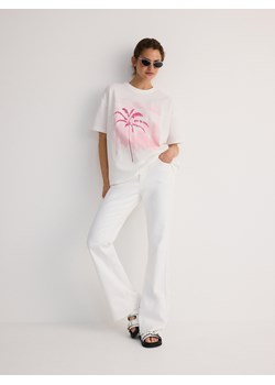 Reserved - T-shirt oversize z nadrukiem - biały ze sklepu Reserved w kategorii Bluzki damskie - zdjęcie 174167480