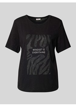T-shirt z prążkowanym okrągłym dekoltem ze sklepu Peek&Cloppenburg  w kategorii Bluzki damskie - zdjęcie 174167743