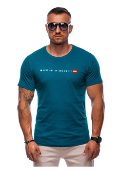 T-shirt męski z nadrukiem 2013S - turkusowy ze sklepu Edoti w kategorii T-shirty męskie - zdjęcie 174168013