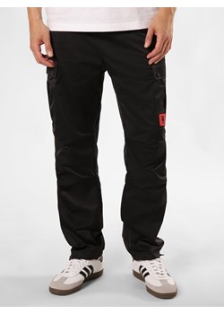 HUGO Spodnie - Guno243_RB Mężczyźni Sztuczne włókno czarny jednolity ze sklepu vangraaf w kategorii Spodnie męskie - zdjęcie 174168034