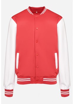 Czerwona Bluza Bomberka Ozdobiona Paskami Zakończona Ściągaczami Evithria ze sklepu Born2be Odzież w kategorii Bluzy męskie - zdjęcie 174168560
