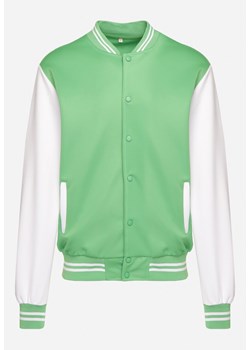 Zielona Bluza Bomberka Ozdobiona Paskami Zakończona Ściągaczami Evithria ze sklepu Born2be Odzież w kategorii Bluzy męskie - zdjęcie 174168562