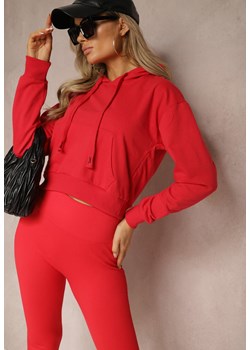 Czerwona Bluza z Kapturem i Bawełną Ozdobiona Ściągaczami Evianae ze sklepu Renee odzież w kategorii Bluzy damskie - zdjęcie 174168632