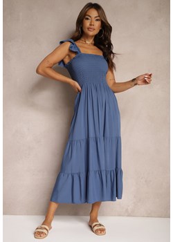 Niebieska Bawełniana Sukienka na Ramiączkach Ozdobiona Falbanami Navibi ze sklepu Renee odzież w kategorii Sukienki - zdjęcie 174168722