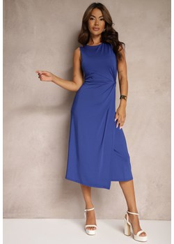 Niebieska Elegancka Sukienka z Wiskozą i Marszczeniem Gedela ze sklepu Renee odzież w kategorii Sukienki - zdjęcie 174169750