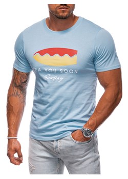 T-shirt męski z nadrukiem 2003S - niebieski ze sklepu Edoti w kategorii T-shirty męskie - zdjęcie 174170951