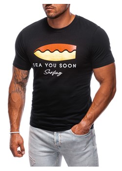 T-shirt męski z nadrukiem 2003S - czarny ze sklepu Edoti w kategorii T-shirty męskie - zdjęcie 174170960