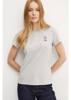 Pinko t-shirt bawełniany damski kolor szary 100355 A23D ze sklepu ANSWEAR.com w kategorii Bluzki damskie - zdjęcie 174173991