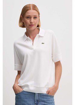 Lacoste t-shirt damski kolor beżowy z kołnierzykiem ze sklepu ANSWEAR.com w kategorii Bluzki damskie - zdjęcie 174174061