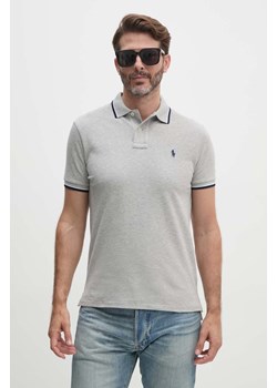 Polo Ralph Lauren polo bawełniane kolor szary gładki ze sklepu ANSWEAR.com w kategorii T-shirty męskie - zdjęcie 174174081