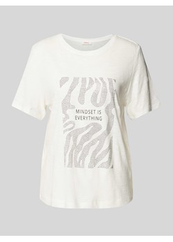 T-shirt z prążkowanym okrągłym dekoltem ze sklepu Peek&Cloppenburg  w kategorii Bluzki damskie - zdjęcie 174174773