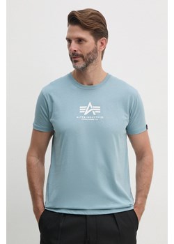 Alpha Industries t-shirt bawełniany kolor niebieski z nadrukiem ze sklepu PRM w kategorii T-shirty męskie - zdjęcie 174175633