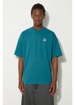 Puma t-shirt bawełniany BETTER CLASSICS męski kolor niebieski z aplikacją 679188 ze sklepu PRM w kategorii T-shirty męskie - zdjęcie 174175804