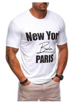 T-shirt męski z nadrukiem 2004S - biały ze sklepu Edoti w kategorii T-shirty męskie - zdjęcie 174177730
