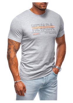 T-shirt męski z nadrukiem 2007S - szary ze sklepu Edoti w kategorii T-shirty męskie - zdjęcie 174177742