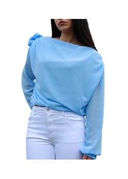 Błękitna elegancka bluzka oversize /H UB763 S198/ ze sklepu Pantofelek24.pl w kategorii Bluzki damskie - zdjęcie 174177774