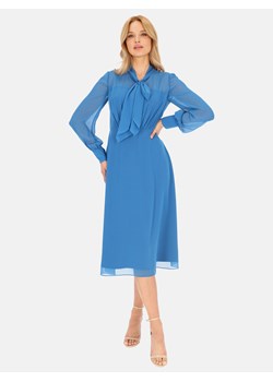 Niebieska sukienka wizytowa midi L'AF Jenni ze sklepu Eye For Fashion w kategorii Sukienki - zdjęcie 174177992