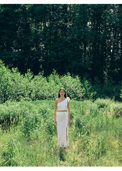 Reserved - Asymetryczny top z wiskozy - biały ze sklepu Reserved w kategorii Bluzki damskie - zdjęcie 174178443