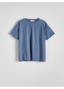 Reserved - T-shirt regular z merceryzowanej bawełny - granatowy ze sklepu Reserved w kategorii Bluzki damskie - zdjęcie 174179821