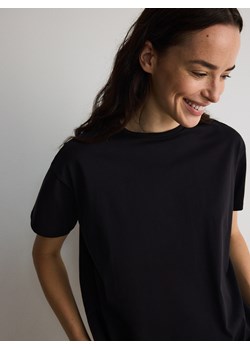 Reserved - T-shirt regular z merceryzowanej bawełny - czarny ze sklepu Reserved w kategorii Bluzki damskie - zdjęcie 174179824
