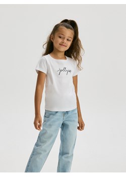 Reserved - Bawełniany t-shirt z haftem - biały ze sklepu Reserved w kategorii Bluzki dziewczęce - zdjęcie 174180542