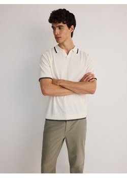 Reserved - Strukturalny sweter polo - biały ze sklepu Reserved w kategorii Swetry męskie - zdjęcie 174180624