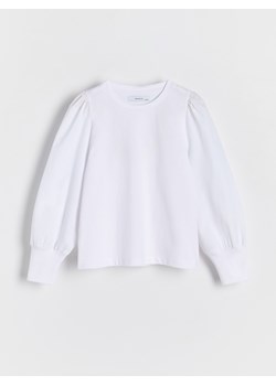 Reserved - Koszulka z bufiastymi rękawami - biały ze sklepu Reserved w kategorii Bluzki dziewczęce - zdjęcie 174180672
