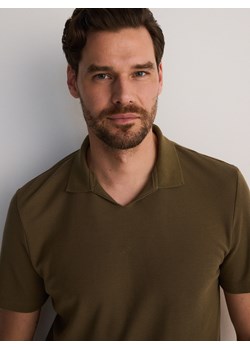 Reserved - Koszulka polo regular - ciemnozielony ze sklepu Reserved w kategorii T-shirty męskie - zdjęcie 174181344