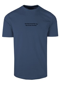 Męski T-Shirt z Nadrukiem - QUICKSIDE - Granatowa TSQUICKtsm180305gran ze sklepu JegoSzafa.pl w kategorii T-shirty męskie - zdjęcie 174192261